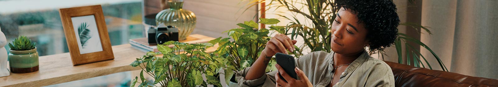 a woman viewing her mobile phone