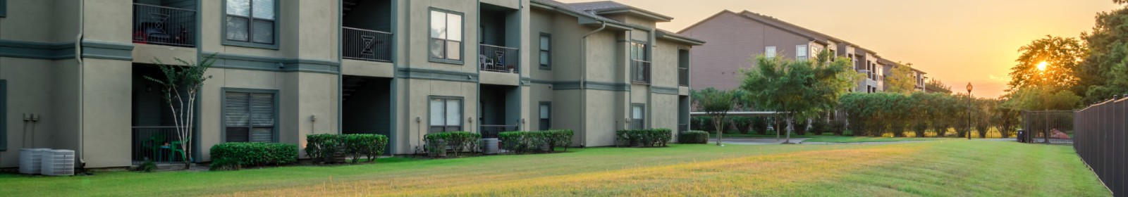 apartment complex in the evening