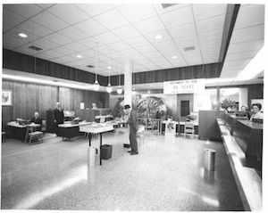 Historic Ozark Bank lobby in the late 1960s